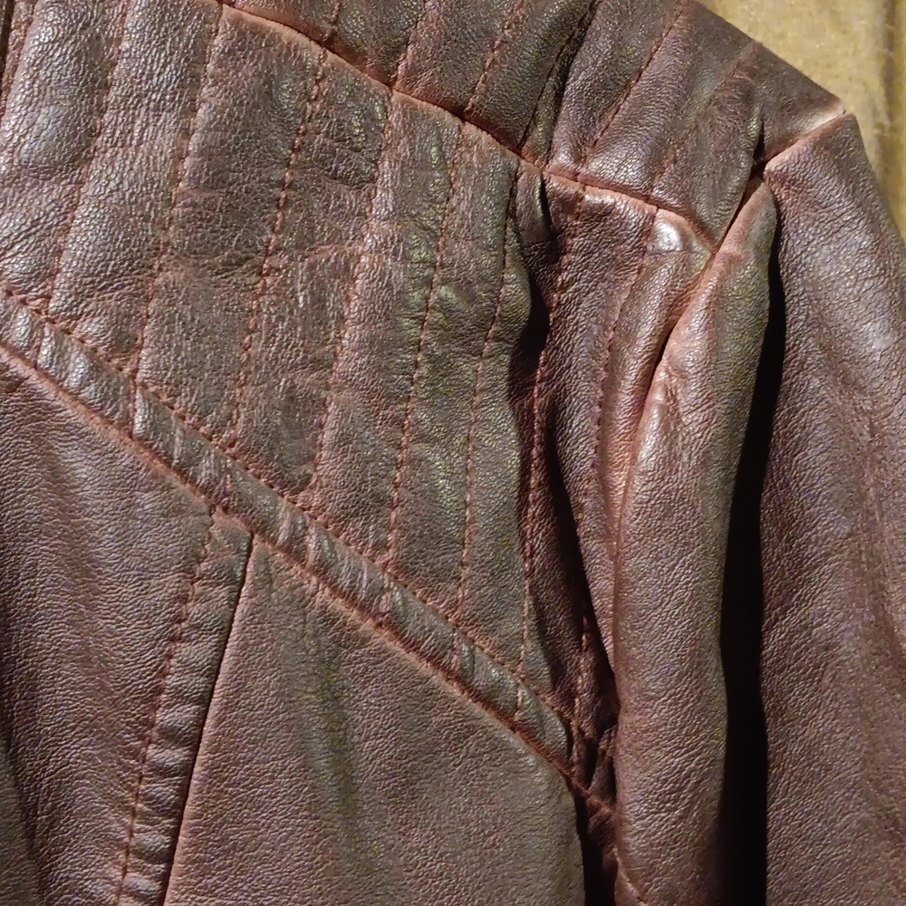Brown Pleather Distressed Jacket - image 3